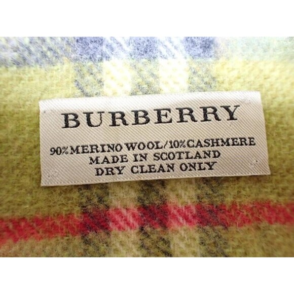 Burberry Cashmere/Merino Wool Nova Check Fringe Scarf Made in Scotland - Picture 5 of 5